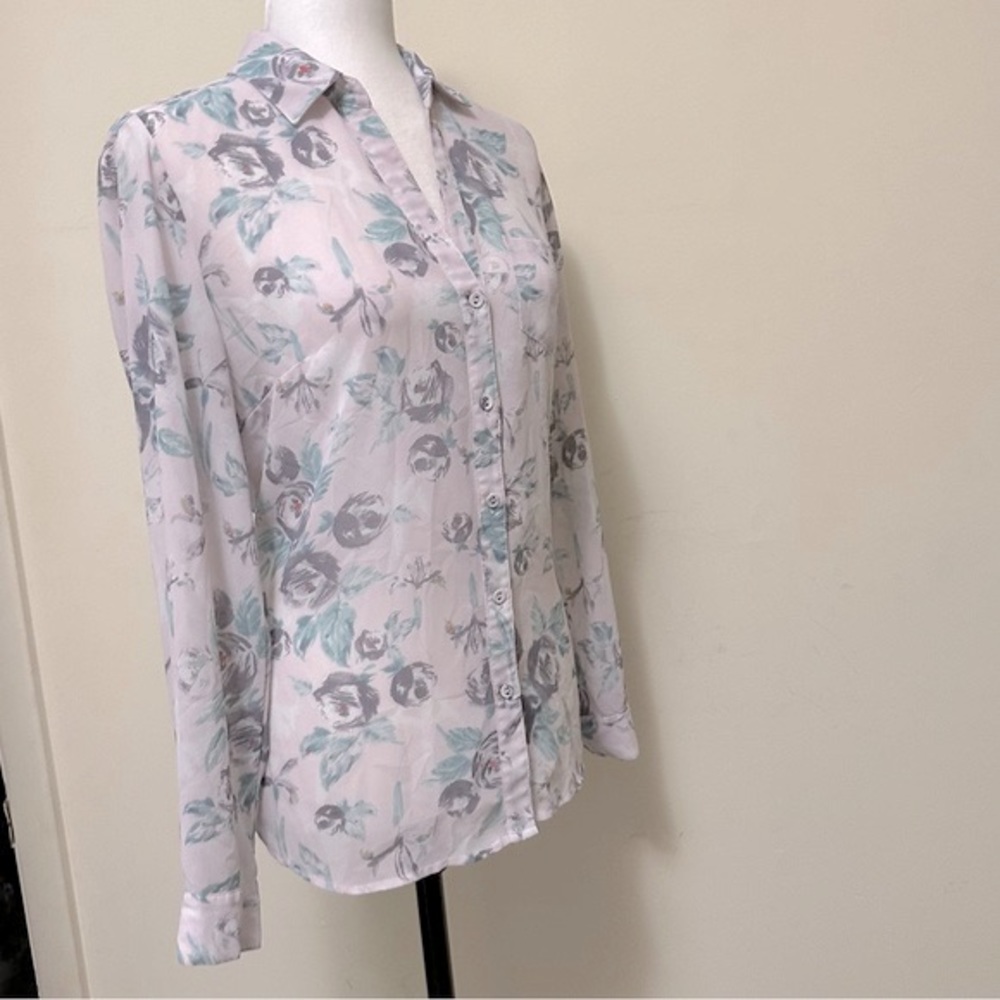 Kut from the Kloth Flora Print Semi-Fit w Back Gathered Button Up Shirt Blouse S - Picture 4 of 16